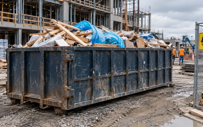 Roll off dumpster on a driveway in New Castle, DE