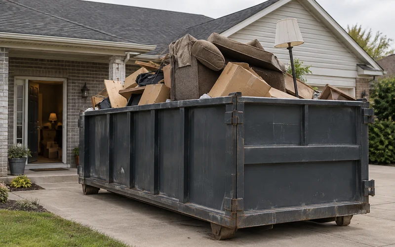 Roll off dumpster on a driveway in Fort Lauderdale, FL