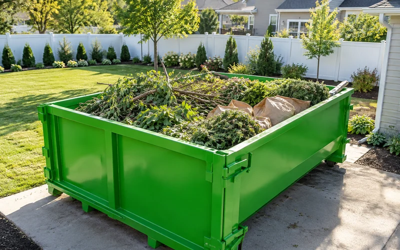 Roll off dumpster on a driveway in Pensacola, FL