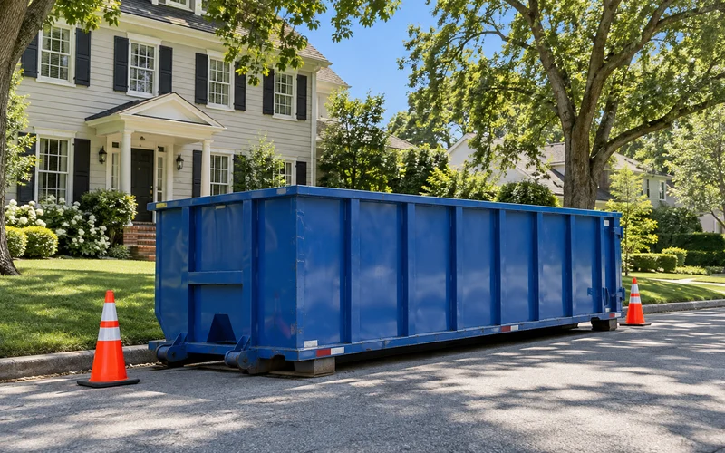 Roll off dumpster on a driveway in Wilmington, DE