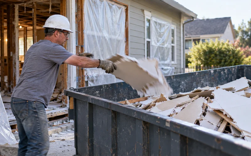 Roll off dumpster on a driveway in Newark, DE