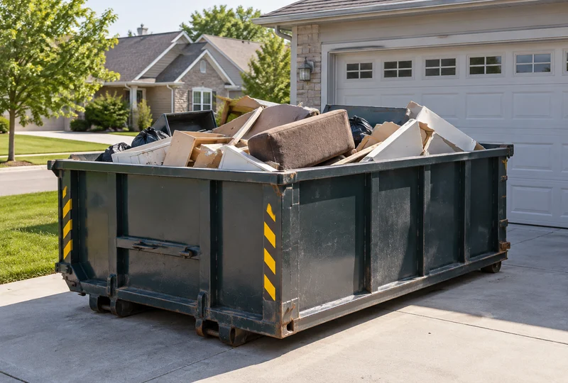 10 yard dumpster ready for loading on a job site