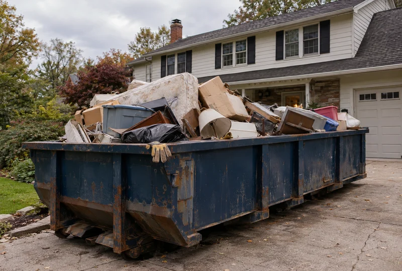 Home cleanout dumpster ready for loading on a job site
